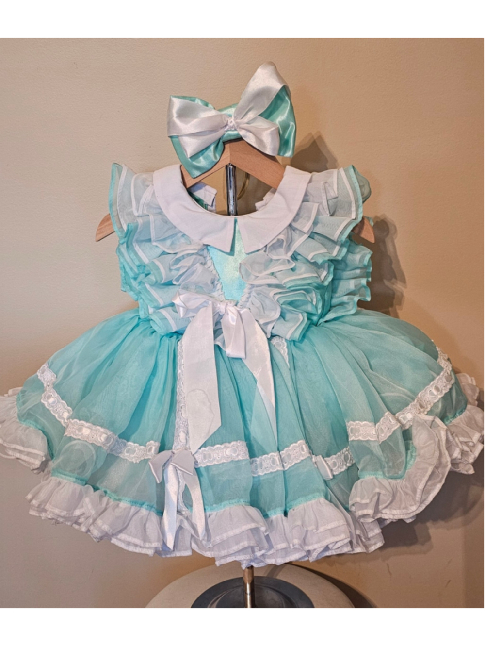 Baby Girl Ivy & Grace Formal Dress 18m - 2T Turquoise White Ruffle Bow